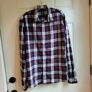 H&M Plaid Flannel Button-Down Shirt, L, EUC